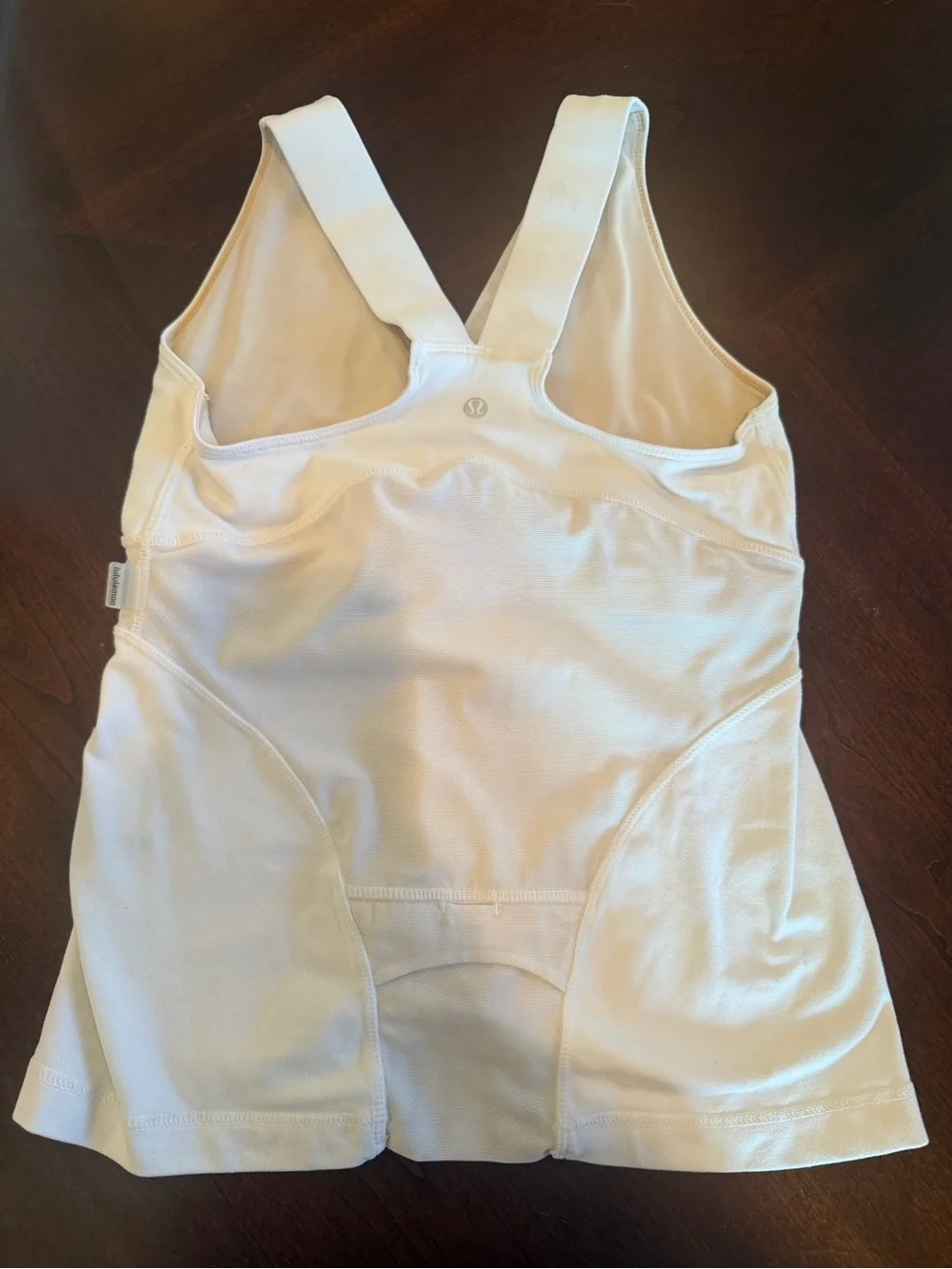 Lululemon White V-Neck Tank with Flared Hem